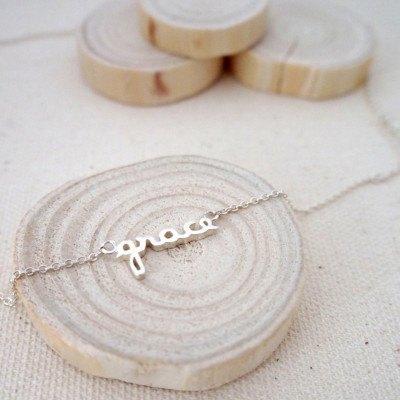 Personalised Name Jewellery Necklace - Tiny Name Pendant - Personalised Baby Girl Necklace - Delicate Name Charm - Brilliant Bridesmaid Gift Idea - Baby Shower Gift for Her - NH03F3