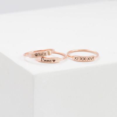 Personalised Pet Lover Ring with Roman Numerals, Location Coordinates and Memorial Jewellery - Perfect for Mom, Christmas Gifts