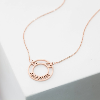 Personalised Monogram Necklace with Roman Numerals - Customisable Christmas Jewellery for Wedding, Anniversary, or Any Occasion Gift