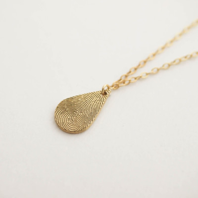 Dainty Fingerprint Necklace - Tiny Teardrop Pendant - Jewellery for Loved One's Fingerprints - Memorial & Mother's Gifts