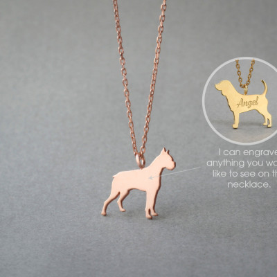 18K Gold Plated Boxer Name Necklace - Personalised Dog Necklace