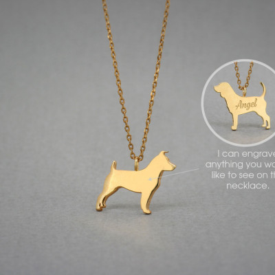 18K Solid GOLD Tiny JACK RUSSELL Terrier Name Necklace - Jack Russell Necklace - Gold Dog
