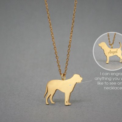18K Solid Gold Tiny Mastiff Name Necklace Dog Jewellery