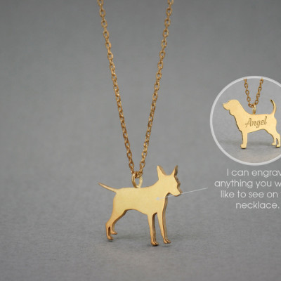 18K Solid GOLD Tiny PINSCHER Name Necklace - Pinscher Necklace - Gold Dog Necklace