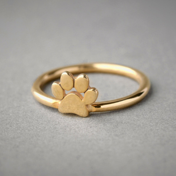 18K Gold Paw Ring - Dog or Cat Jewellery - Paw Print Design - Solid Gold Ring