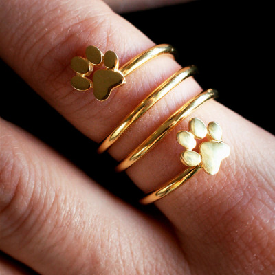 Adjustable Double Paw Ring in Silver, Gold or Rose Plating