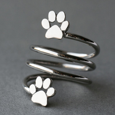 Adjustable Double Paw Ring in Silver, Gold or Rose Plating