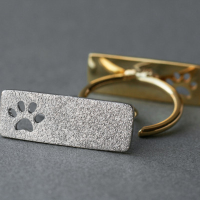 Paw Ring - Adjustable Rectangle Shape - Silver, Gold & Rose Plated