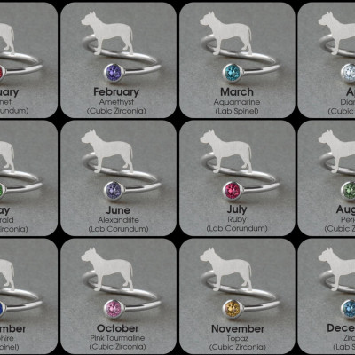 Gorgeous Adjustable Spiral German Pointer Birthstone Ring - Unique Dog Jewellery - Spectacular Birthstone Accessory