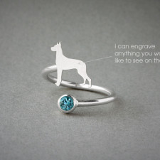 Adjustable Great Dane Birthstone Rings | Personalized Pet Jewelry