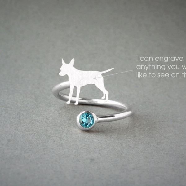 Adjustable Dog Birthstone Ring