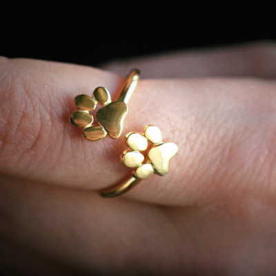 Silver, Gold, or Rose Plated Adjustable Double Spiral Paw Ring"