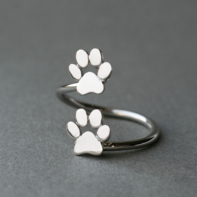 Silver, Gold, or Rose Plated Adjustable Double Spiral Paw Ring"