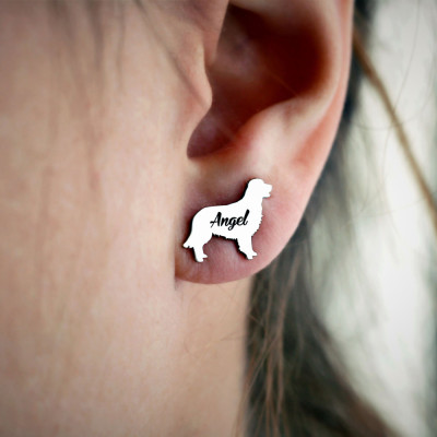 Personalised Beagle Earrings - Custom Name Drop Dog Breed Jewellery - Unique Paw Design Gift for Dog Lovers