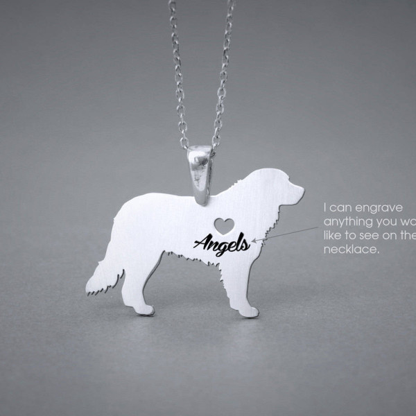 Custom Engraved Bernese Mountain Dog Name Necklace - Personalised Dog Breed Jewellery