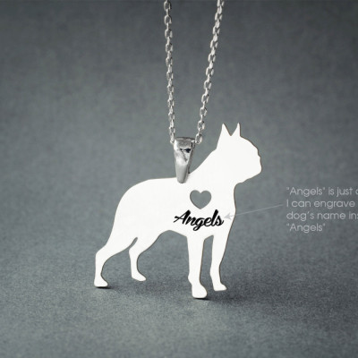 Custom Personalised Boston Terrier Dog Breed Necklace