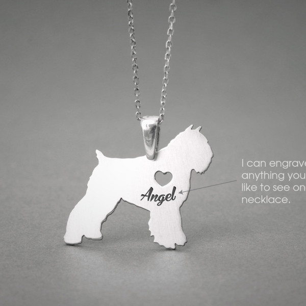 Custom Bouvier des Flandres Dog Name Necklace - Personalised Jewellery Gift