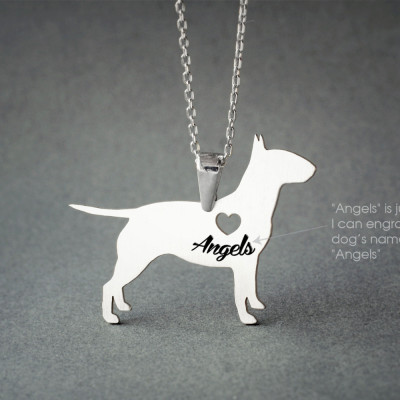 Personalised Bull Terrier Name Necklace - Custom Dog Breed Jewellery for Men & Women