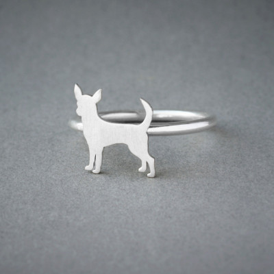 CHIHUAHUA RING / Chihuahua Ring / Silver Dog Ring / Dog Breed Ring / Silver, Gold Plated or Rose Plated.