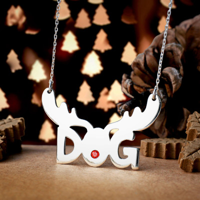 Christmas Dog Necklace with Zircon - Reindeer Designs - New Year Gift for Your Pet