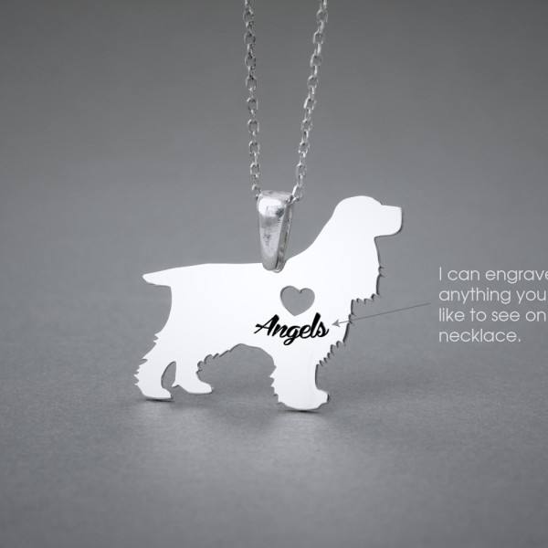 Personalised Dog Breed Necklace - Custom Cocker Spaniel Name Jewellery