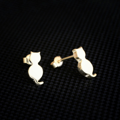 Cute Cat Earrings in Silver, Gold, or Rose Plating - Perfect Pair for Your Collection
