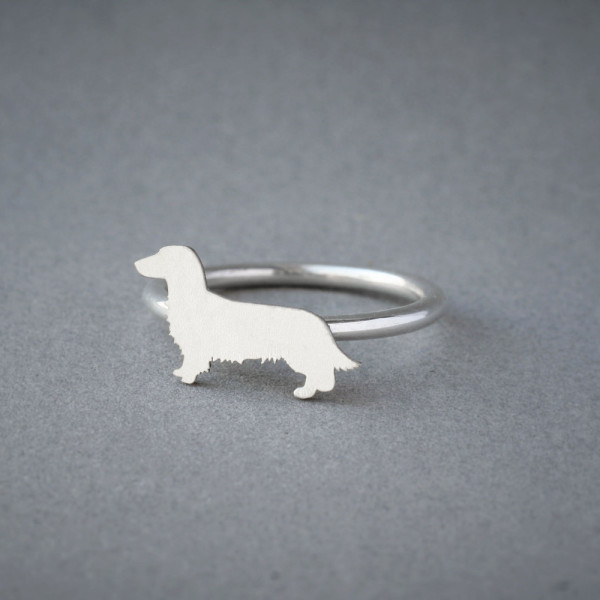 Silver Dog Breed Ring - Dachshund Design - Silver, Gold or Rose Plated