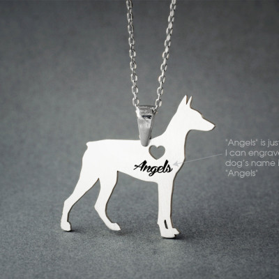 Personalised Doberman Pinscher Name Necklace - Dog Breed Charm Jewellery