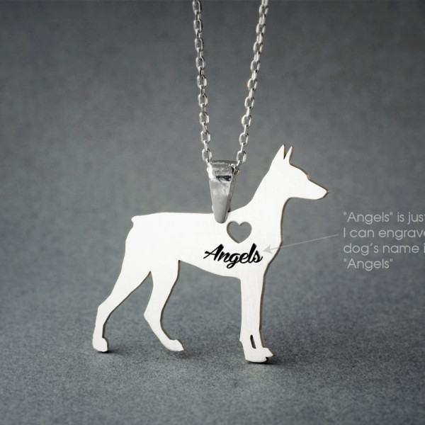 Personalised Doberman Pinscher Name Necklace - Dog Breed Charm Jewellery
