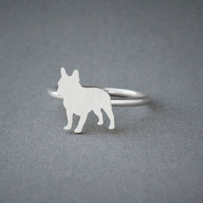 FRENCH BULLDOG RING / French Bulldog Ring / Silver Dog Ring / Dog Breed Ring / Silver, Gold Plated or Rose Plated.