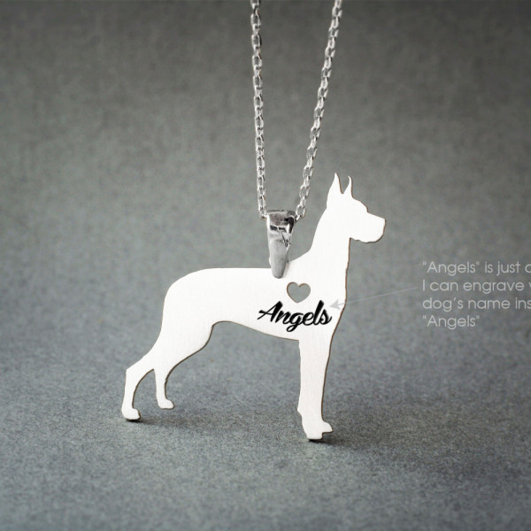 Personalised Great Dane Name Necklace - Dog Breed Pendant - Custom Jewellery Gift for Pet Lovers