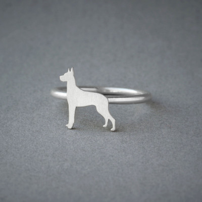 Silver Dog Breed Ring for Great Danes - Silver, Gold, and Rose Plating"