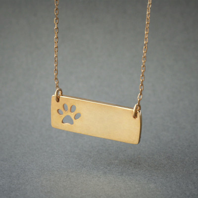Paw Print Necklace - Silver, Gold or Rose Plated Bar - Perfect for Any Occasion