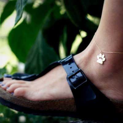 Charm Anklet - Paw Print, Silver/Gold/Rose Plated