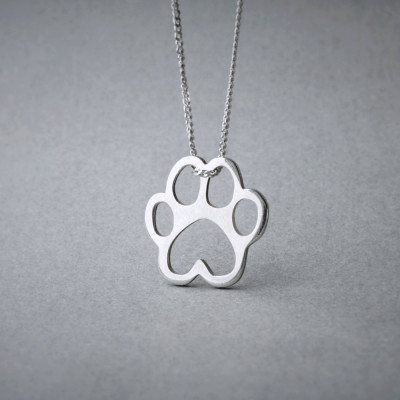 Silver Paw Print Necklace Jewellery - Dog, Cat Paw Print Jewellery