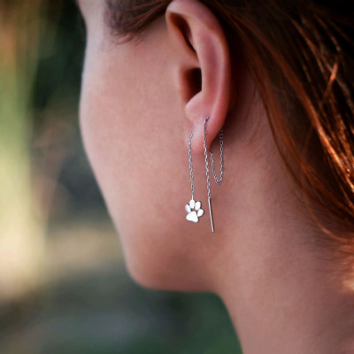 Stylish Chain Paw Earrings - Silver, Gold, Rose Plated