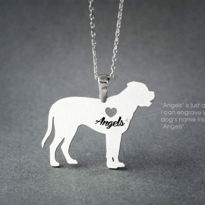 Personalised Eng. Mastiff Name Necklace - Custom Pet Dog Breed Pendant