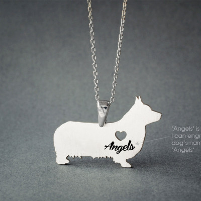 Personalised Corgi Name Necklace - Engraved Dog Breed Necklace - Custom Dog Lover Gift