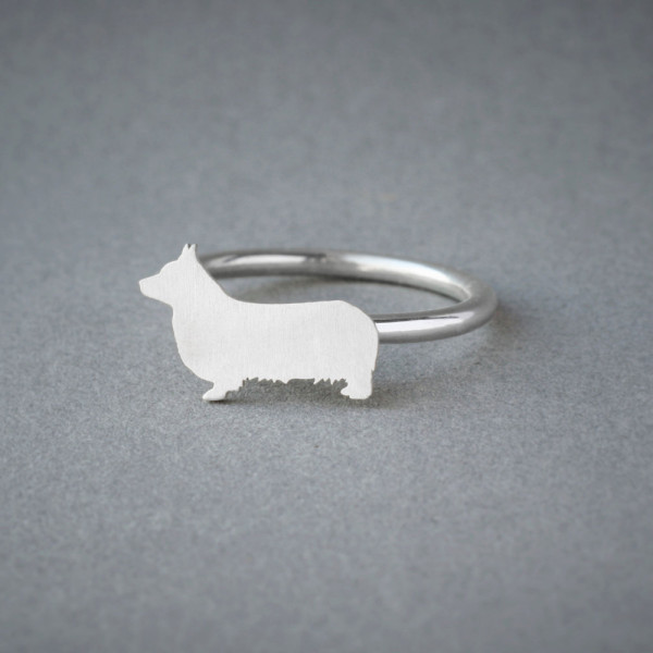 Pembroke Welsh Corgi Dog Breed Ring in Silver, Gold or Rose Plated