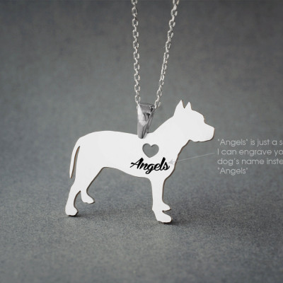 Personalised Pitbull Name Necklace - Custom Dog Breed Pendant - Dog Lover Jewellery Gift