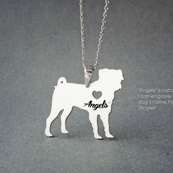 Personalised PUG Dog Breed Necklace - Custom Jewellery Gift