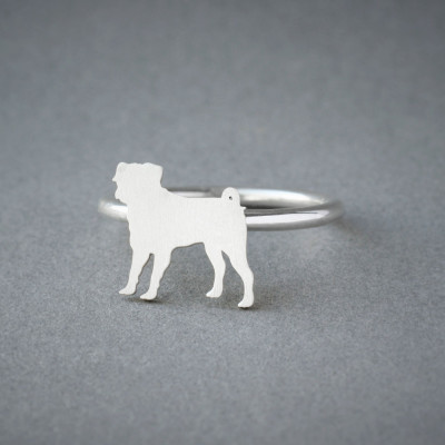 Silver Dog Breed Ring Jewellery - PUG - Gold, Silver and Rose Plated Options