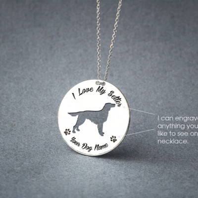 Personalised DISK SETTER Dog Necklace in Silver, Gold Plated or Rose Plated