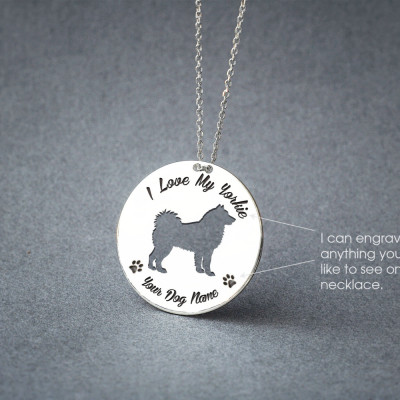 Personalised DISK SIBERIAN HUSKY Necklace / Circle dog breed Necklace / Husky Dog Necklace / Silver, Gold Plated or Rose Plated.