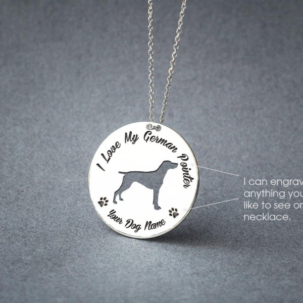 Personalised German Shorthaired Pointer Dog Necklace - Silver, Gold or Rose Plated