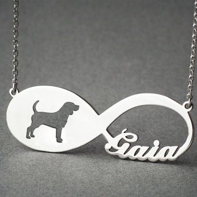 Personalised Beagle Dog Necklace with Name - Custom Gift Idea