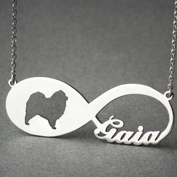 Custom INFINITY Chow Chow Dog Name Memorial Necklace - Personalised Puppy Pet Jewellery