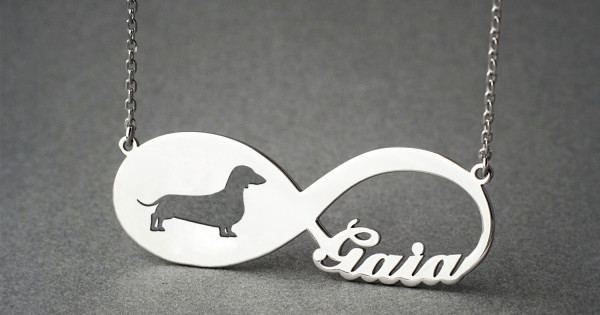 Customisable Dachshund Shorthaired Name Necklace - Puppy Memorial