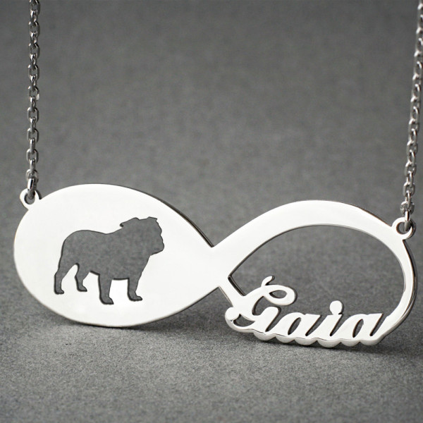 Personalised English Bulldog Necklace with Dog and Name - Memorial Pendant for Puppy Lovers