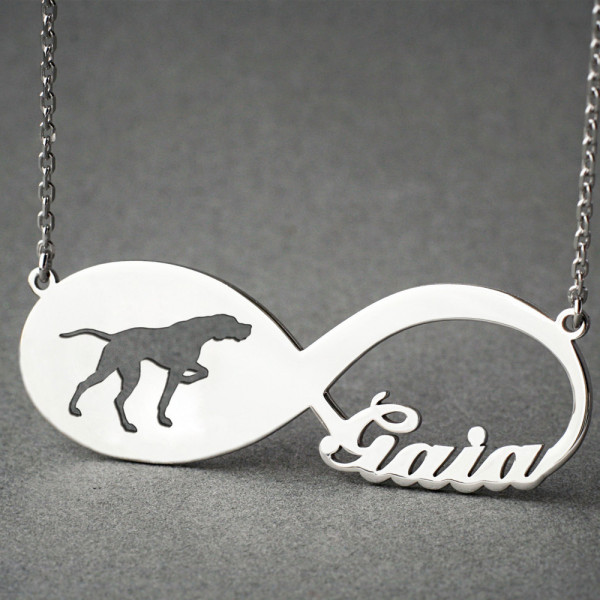 Personalised Dog Necklace with English Pointer Design - Name Memorial Puppy Jewellery